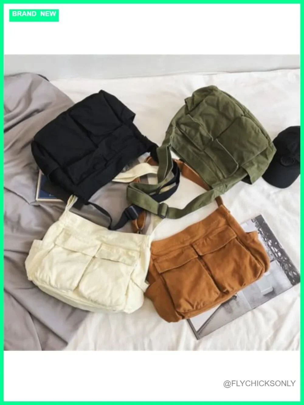 Large Canvas Messenger Bag Crossbody Shoulder Tote with Pockets for Women